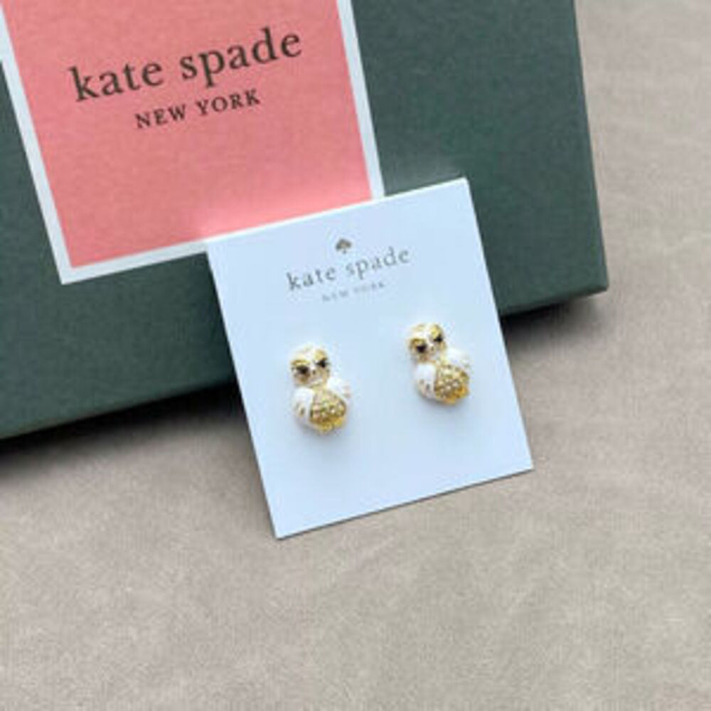 kate spade Vintage Crystal Enamel Owl Brooch Pin for Coat